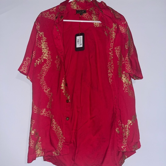 Hawaiian Men's gold Puakenikeni Aloha Shirt size large - Picture 4 of 10